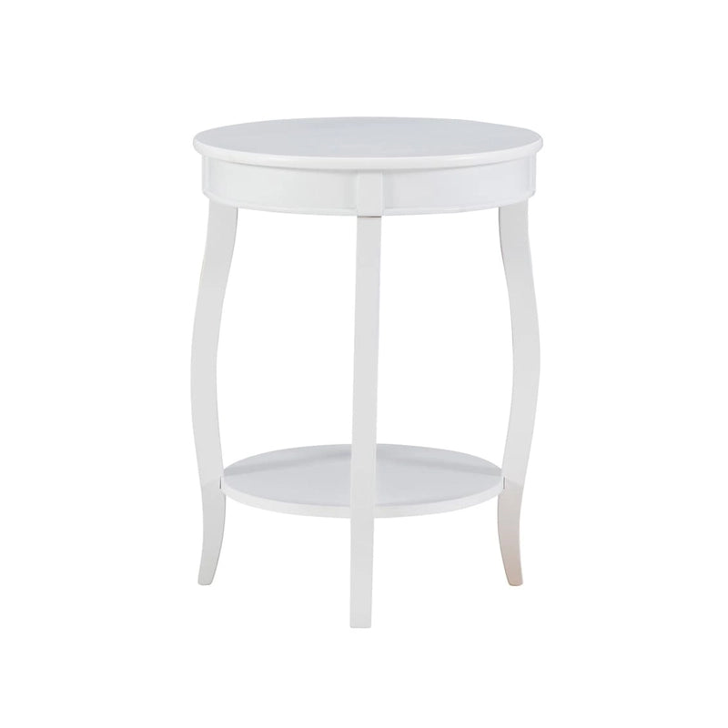 Table ronde Pénélope blanche avec étagère