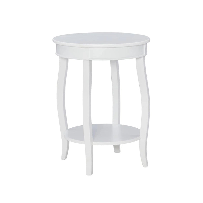 Table ronde Pénélope blanche avec étagère