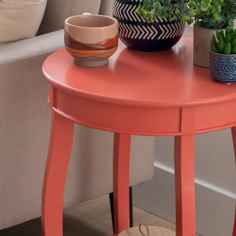 Table ronde Pénélope blanche avec étagère