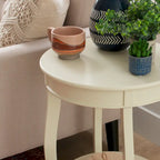 Table ronde Pénélope blanche avec étagère