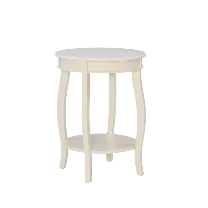 Table ronde Pénélope blanche avec étagère