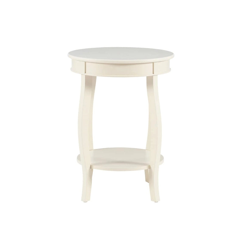 Table ronde Pénélope blanche avec étagère