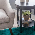 Table ronde Pénélope blanche avec étagère