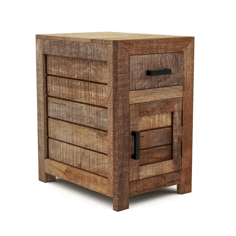 Tavolino Anaisha Rustico in Legno Massello Tonalità Calda Naturale 58 cm con Contenitore di Furniture of America