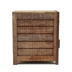 Tavolino Anaisha Rustico in Legno Massello Tonalità Calda Naturale 58 cm con Contenitore di Furniture of America