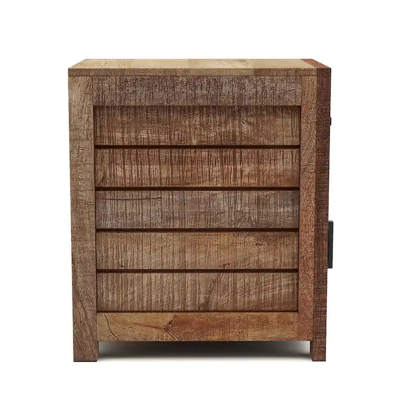 Tavolino Anaisha Rustico in Legno Massello Tonalità Calda Naturale 58 cm con Contenitore di Furniture of America