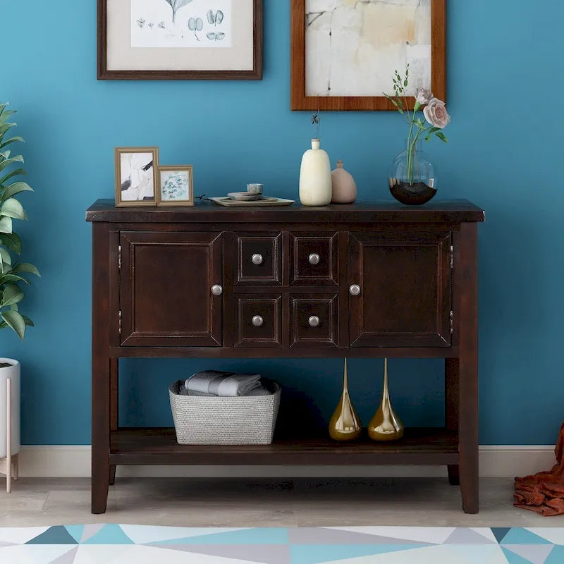 Table console bahut moderne avec étagère inférieure