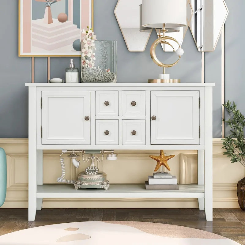 Table console bahut moderne avec étagère inférieure