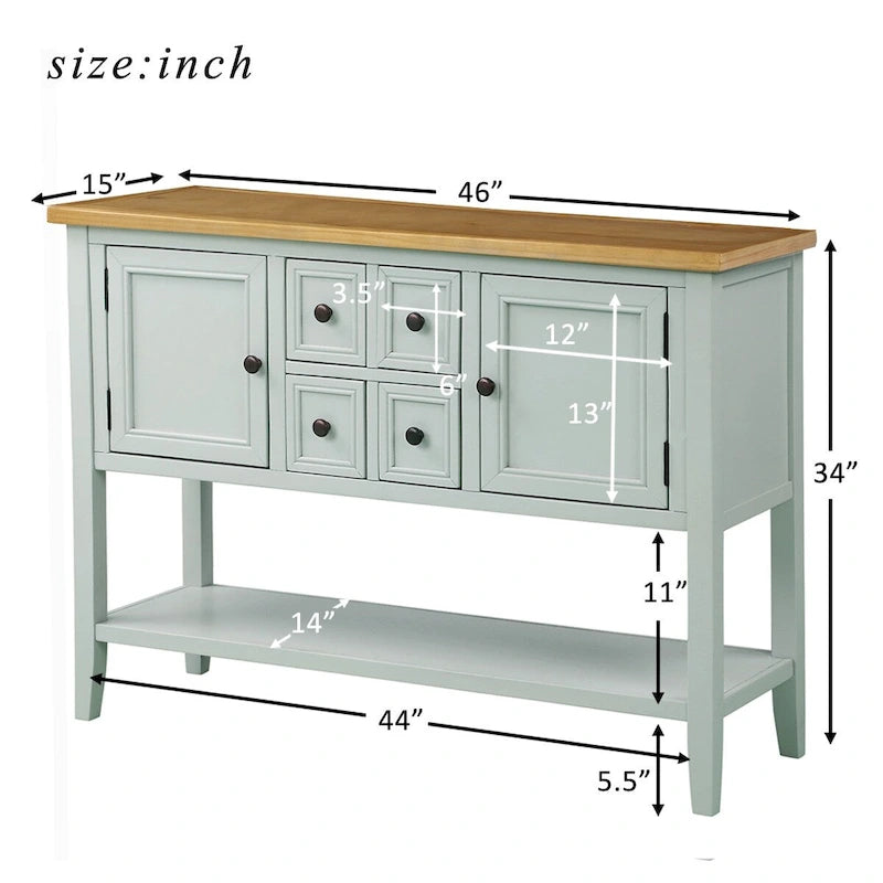 Table console bahut moderne avec étagère inférieure