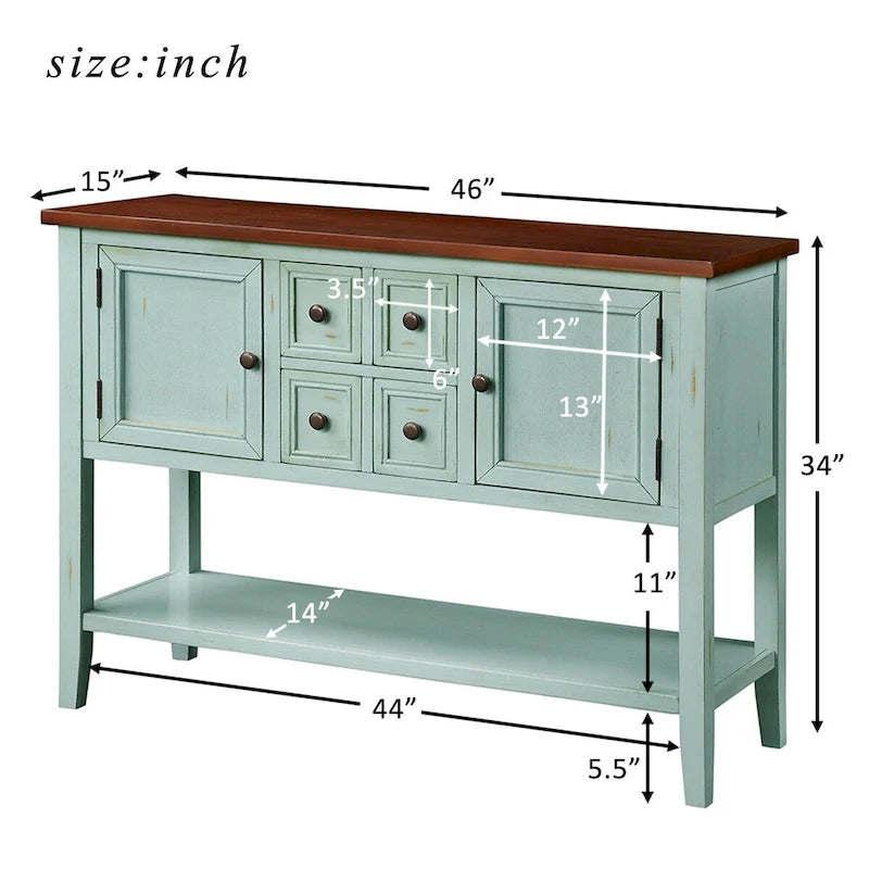 Table console bahut moderne avec étagère inférieure