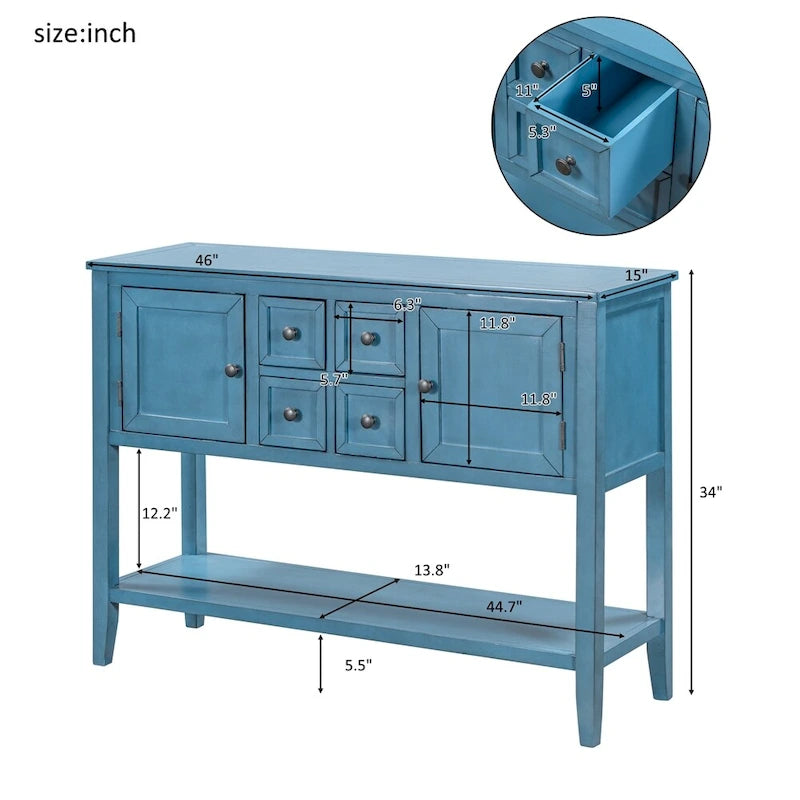 Table console bahut moderne avec étagère inférieure