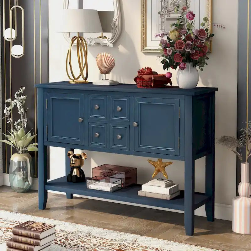 Table console bahut moderne avec étagère inférieure