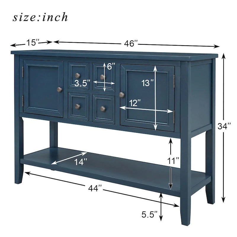 Table console bahut moderne avec étagère inférieure