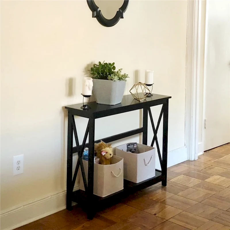 Yaheetech 2-Tier X-Design Console Table Console Tables for Entryway