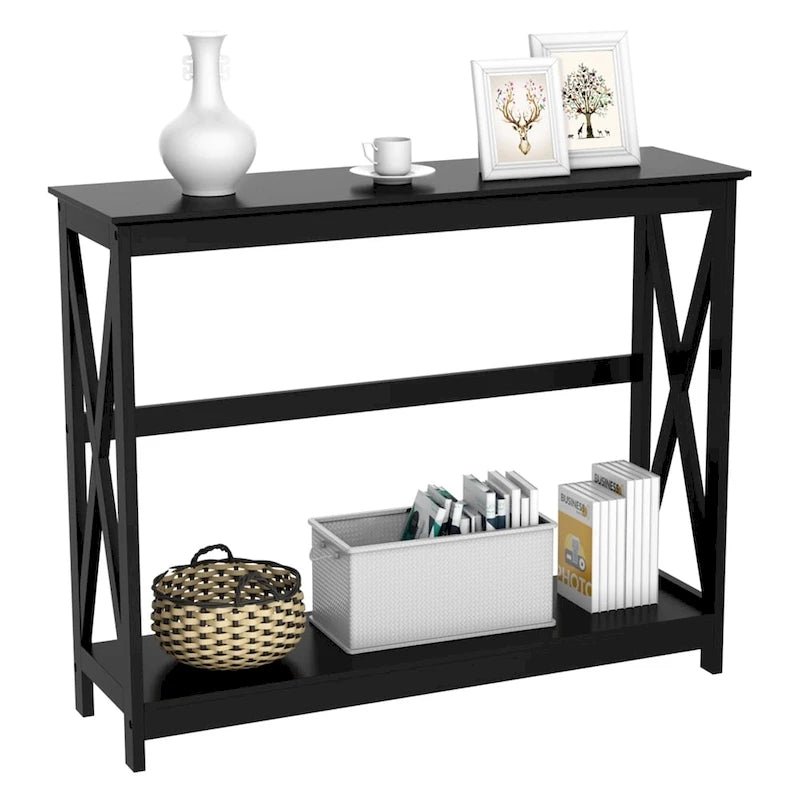 Yaheetech 2-Tier X-Design Console Table Console Tables for Entryway