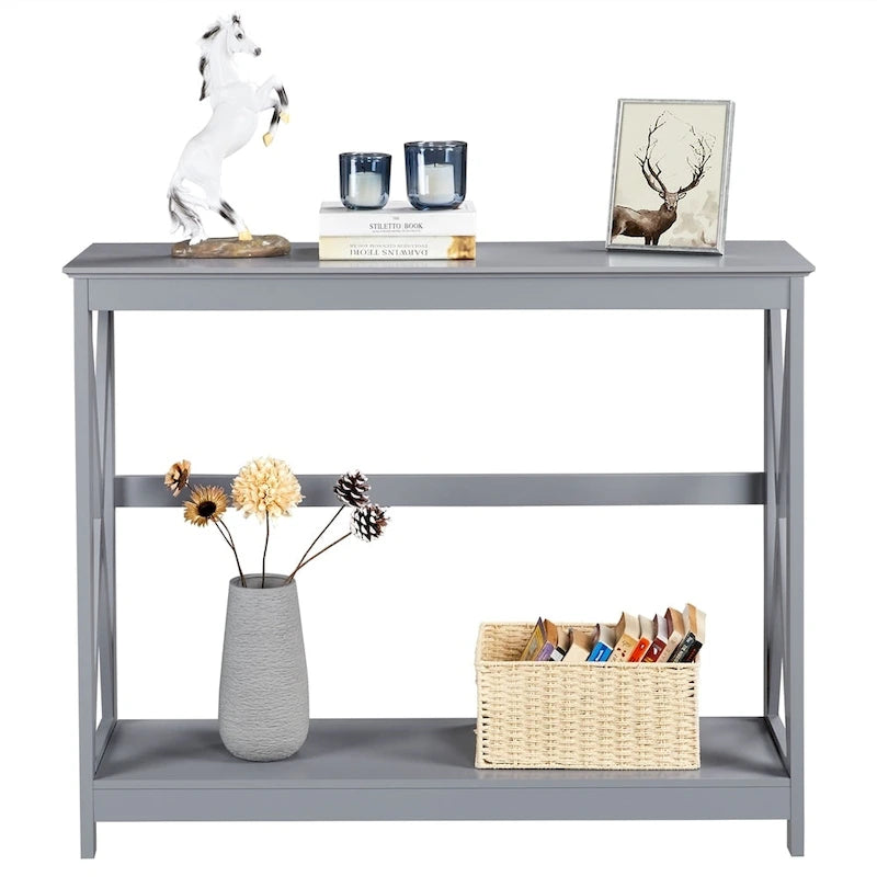 Yaheetech 2-Tier X-Design Console Table Console Tables for Entryway