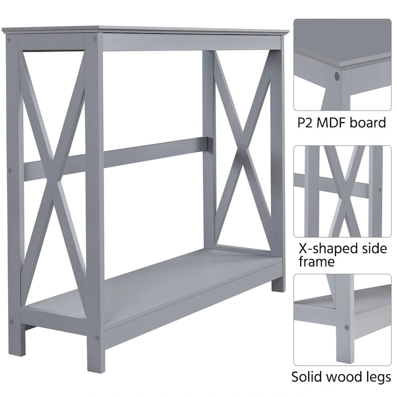 Yaheetech 2-Tier X-Design Console Table Console Tables for Entryway