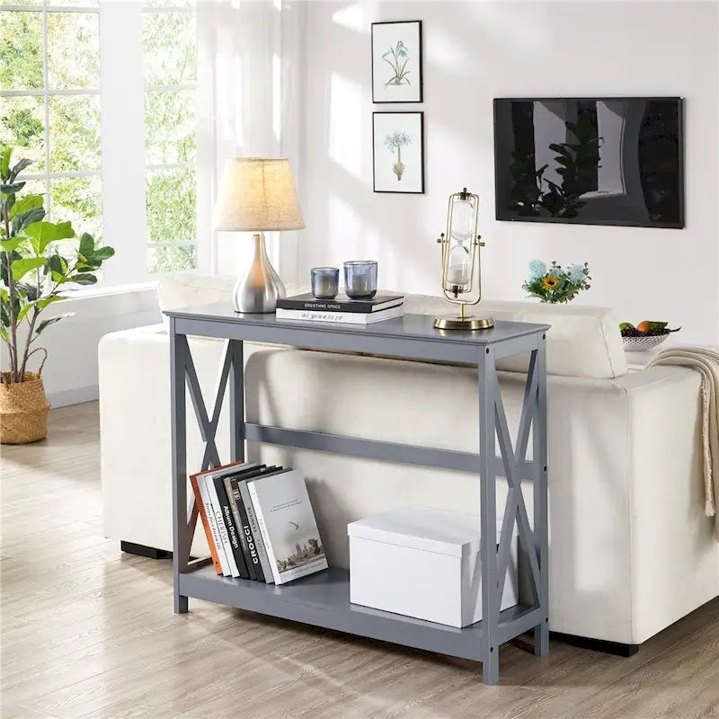 Yaheetech 2-Tier X-Design Console Table Console Tables for Entryway