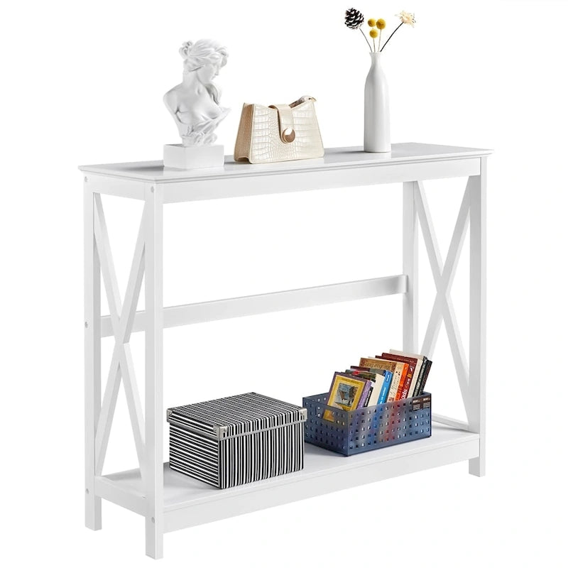 Yaheetech 2-Tier X-Design Console Table Console Tables for Entryway