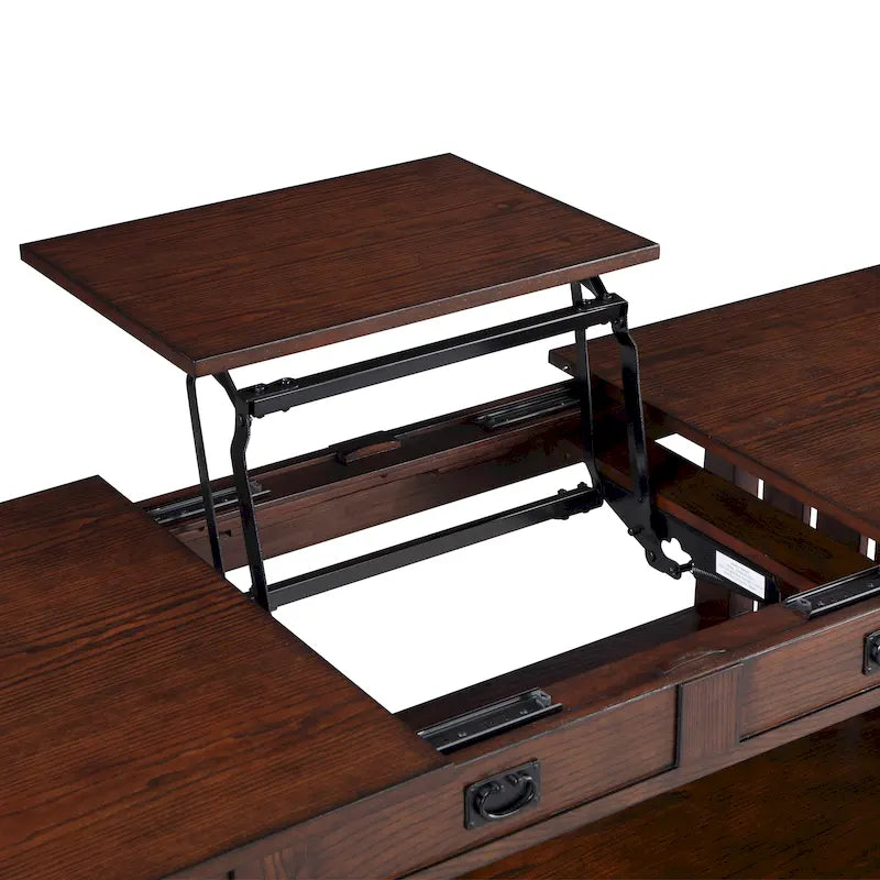 Tavolino da caffè con ripiano sollevabile in legno DH BASIC Mission da 46 pollici