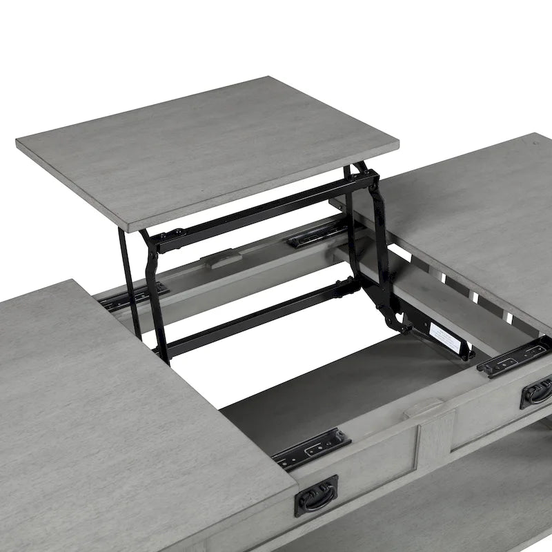 Tavolino da caffè con ripiano sollevabile in legno DH BASIC Mission da 46 pollici