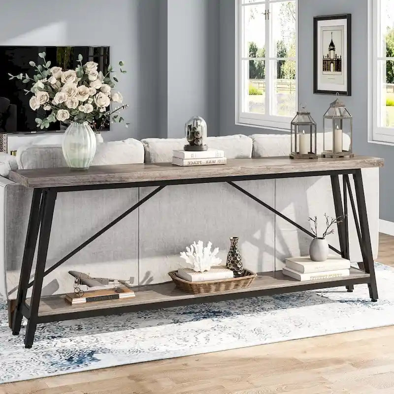 Console/Table de Canapé en Bois Extra Longue de 70,9 Pouces pour Entrée