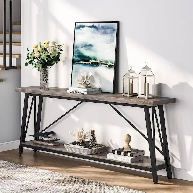Console/Table de Canapé en Bois Extra Longue de 70,9 Pouces pour Entrée