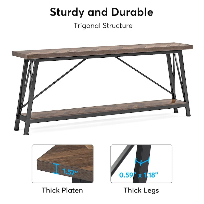 Console/Table de Canapé en Bois Extra Longue de 70,9 Pouces pour Entrée