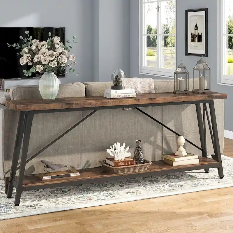 Console/Table de Canapé en Bois Extra Longue de 70,9 Pouces pour Entrée