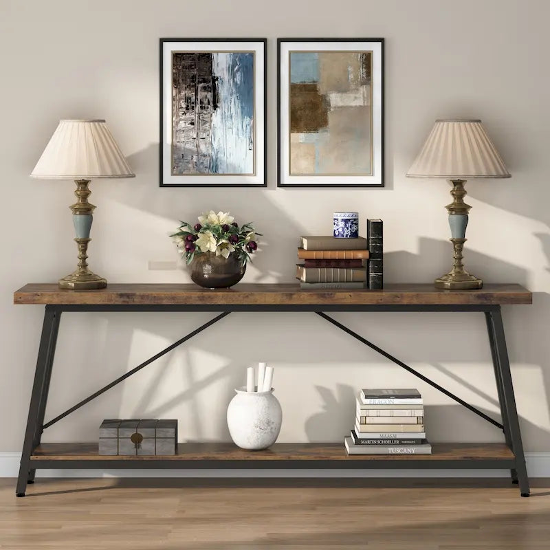 Console/Table de Canapé en Bois Extra Longue de 70,9 Pouces pour Entrée