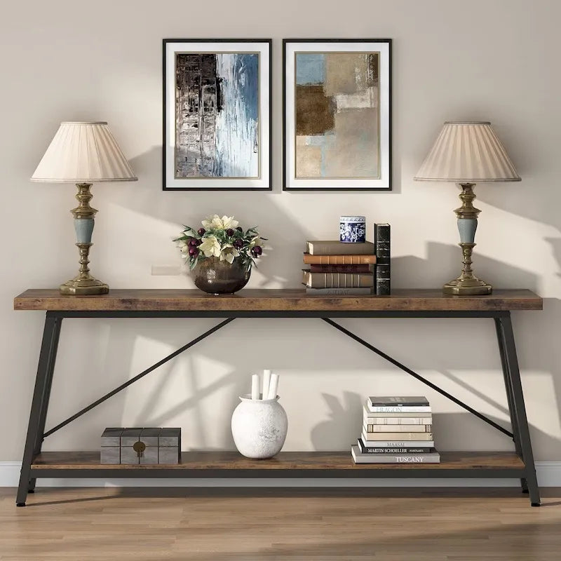 Console/Table de Canapé en Bois Extra Longue de 70,9 Pouces pour Entrée