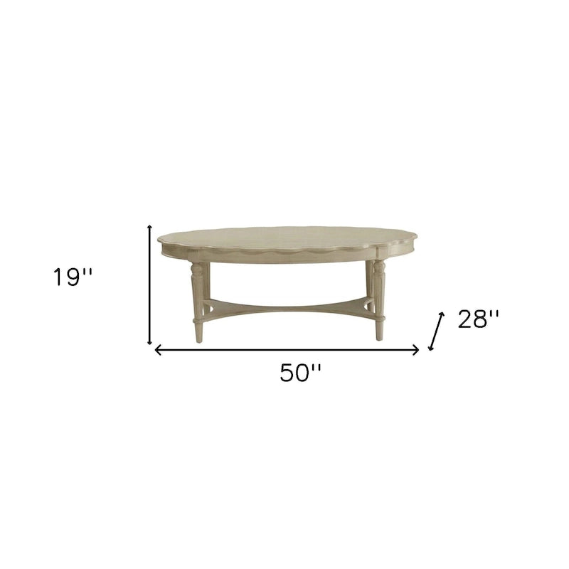 Tavolino da caffè bianco anticato 50 X 28 X 19