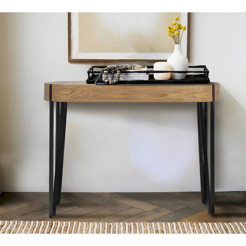 Console Astoria in Legno con Gambe a Forcina in Metallo - 42.0L x 14.0W x 30.3H