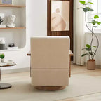 Poltrona accent moderna girevole imbottita da 30.31W con braccioli in legno massello, sedia da lettura lounge a 360 gradi