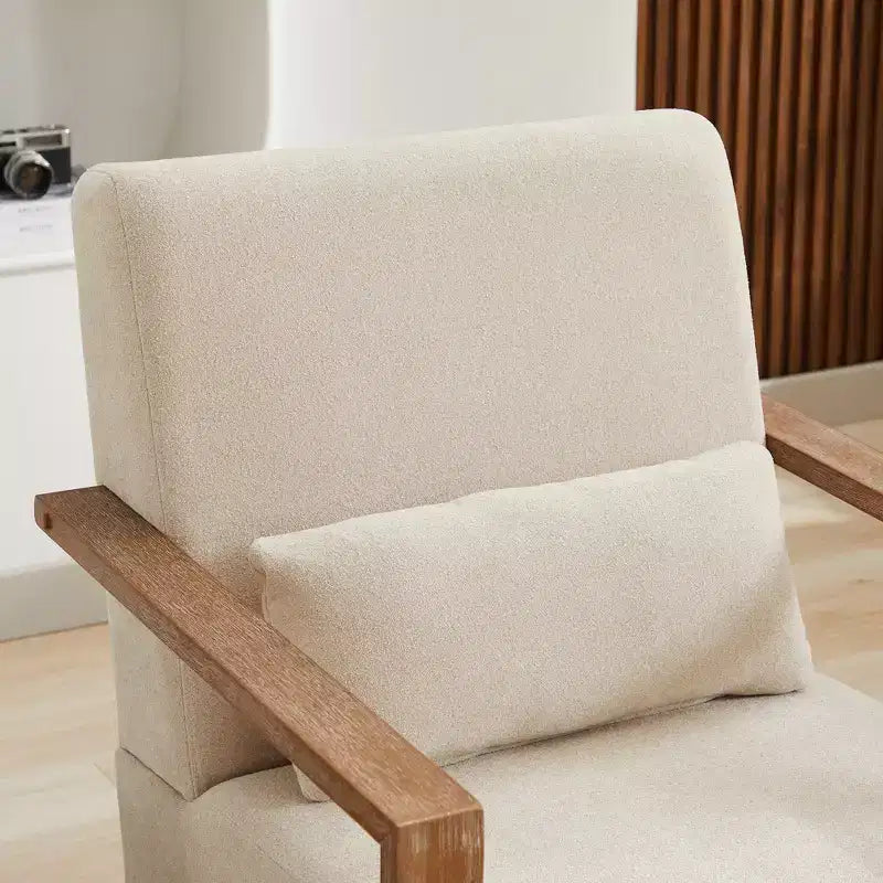 Poltrona accent moderna girevole imbottita da 30.31W con braccioli in legno massello, sedia da lettura lounge a 360 gradi