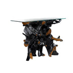 Console in legno di teak con piano in vetro trasparente - Nero - Roche River Decor - 16L x 49P x 32H
