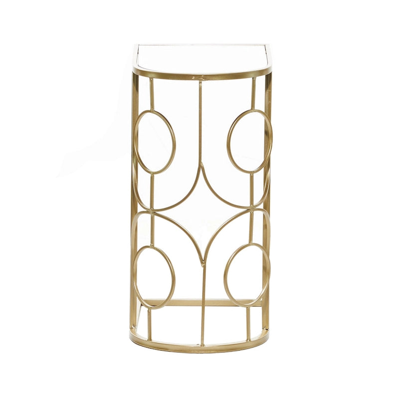 Tavolino d'appoggio geometrico in metallo con piano in vetro a specchio - Oro - Roche River Decor - 19L x 12P x 24A
