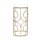 Tavolino d'appoggio geometrico in metallo con piano in vetro a specchio - Oro - Roche River Decor - 19L x 12P x 24A