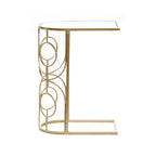Tavolino d'appoggio geometrico in metallo con piano in vetro a specchio - Oro - Roche River Decor - 19L x 12P x 24A