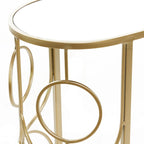 Tavolino d'appoggio geometrico in metallo con piano in vetro a specchio - Oro - Roche River Decor - 19L x 12P x 24A
