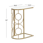Tavolino d'appoggio geometrico in metallo con piano in vetro a specchio - Oro - Roche River Decor - 19L x 12P x 24A