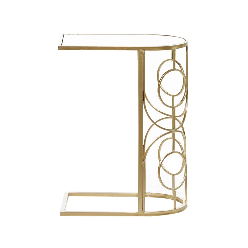 Tavolino d'appoggio geometrico in metallo con piano in vetro a specchio - Oro - Roche River Decor - 19L x 12P x 24A