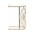 Tavolino d'appoggio geometrico in metallo con piano in vetro a specchio - Oro - Roche River Decor - 19L x 12P x 24A