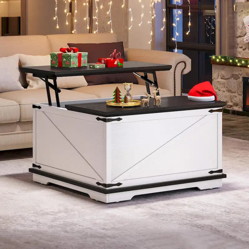 Tavolino quadrato sollevabile Moasis Farmhouse con contenitore