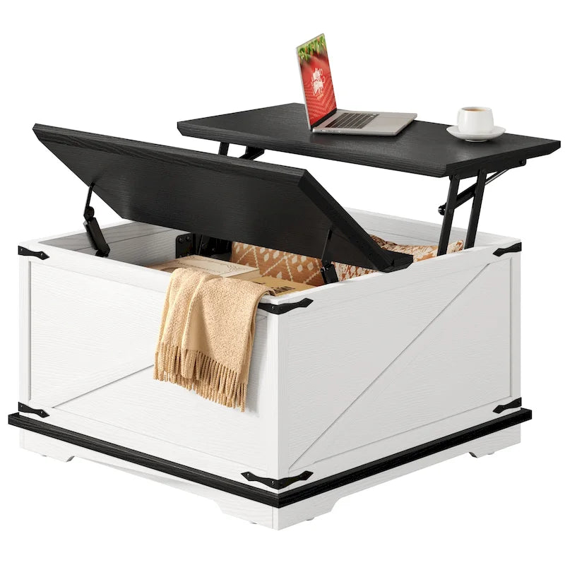 Tavolino quadrato sollevabile Moasis Farmhouse con contenitore