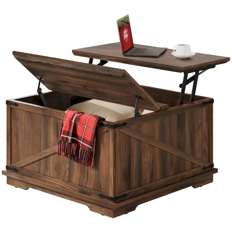 Tavolino quadrato sollevabile Moasis Farmhouse con contenitore