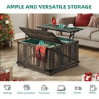 Tavolino quadrato sollevabile Moasis Farmhouse con contenitore