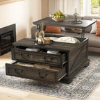 Tavolino quadrato sollevabile Moasis Farmhouse con contenitore
