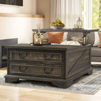 Tavolino quadrato sollevabile Moasis Farmhouse con contenitore