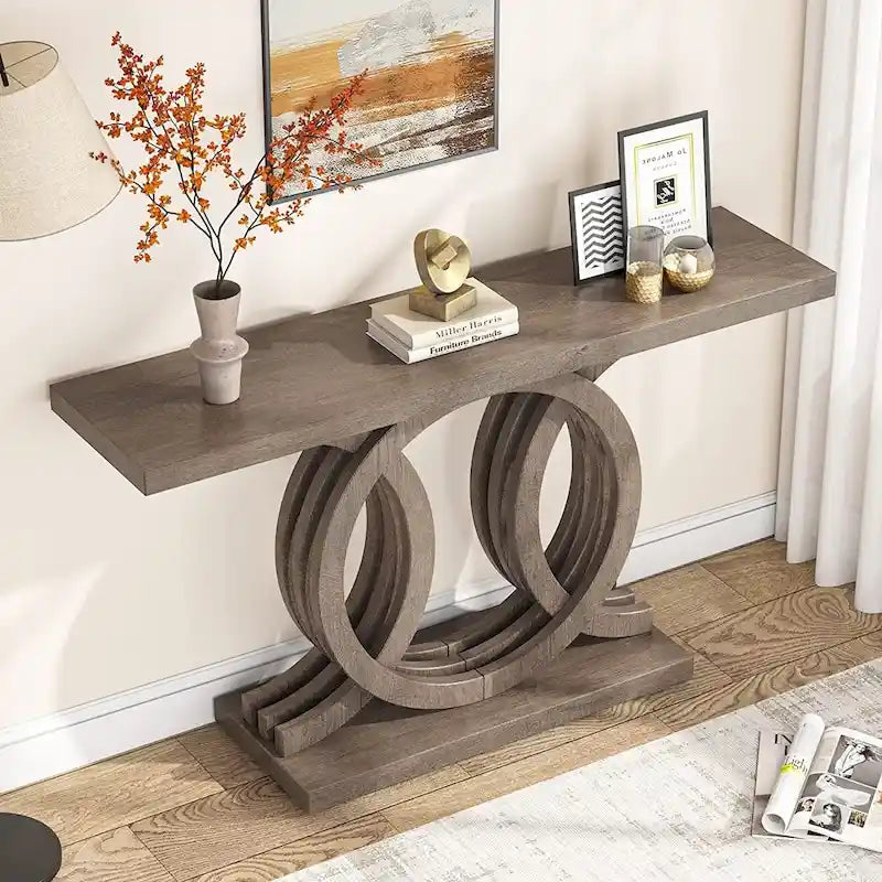Console de 55 pouces avec piètement géométrique